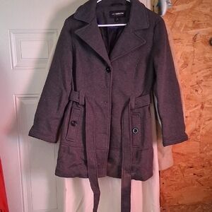 Liz Claiborne Women's Charcoal Belted Coat
